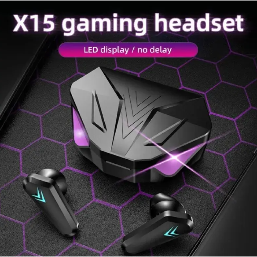 X15 TWS kablosuz Bluetooth kulaklık LED ekran Gamer mikrofonlu kulaklık kablosuz kulaklıklar gürültü Bluetooth kulaklık