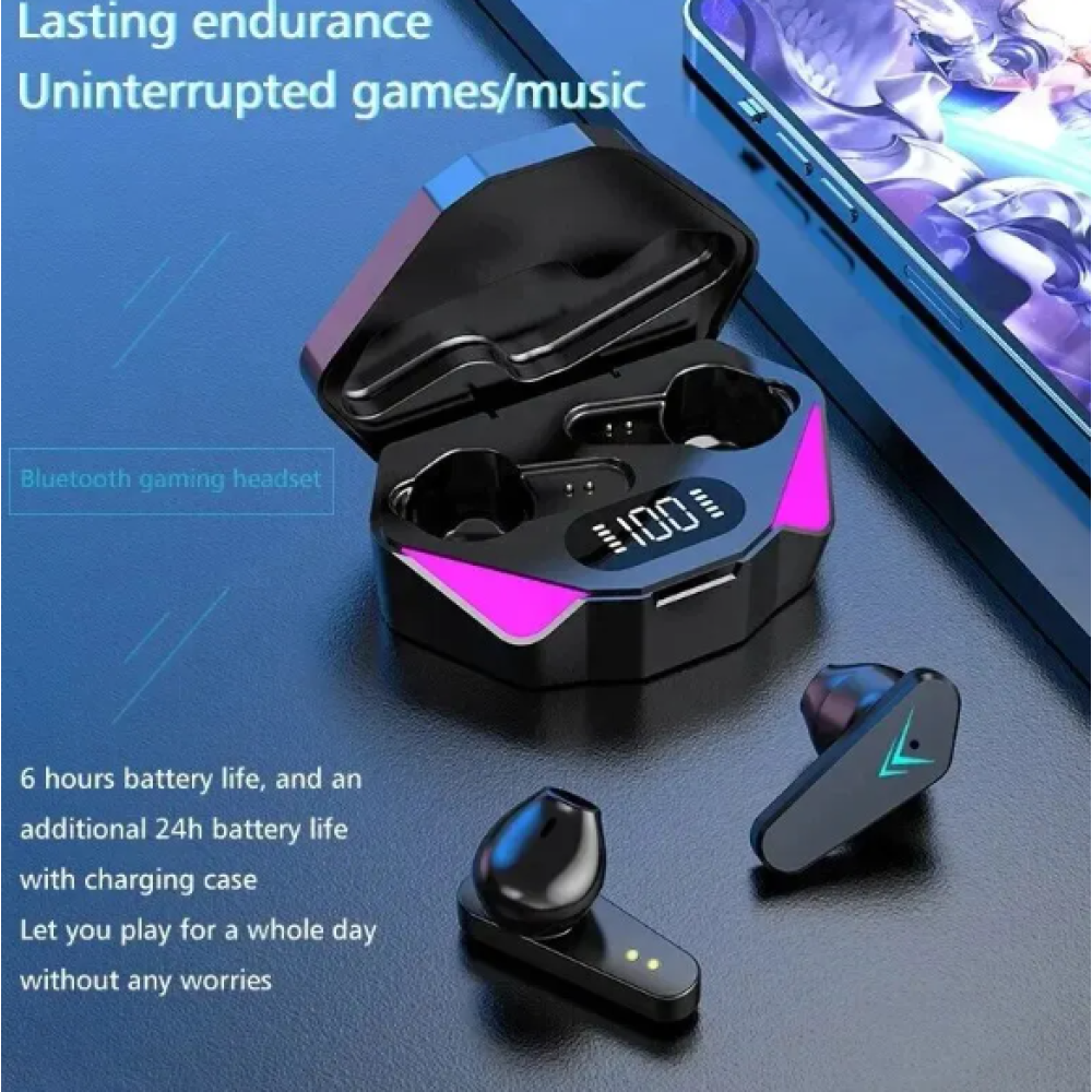 X15 TWS kablosuz Bluetooth kulaklık LED ekran Gamer mikrofonlu kulaklık kablosuz kulaklıklar gürültü Bluetooth kulaklık