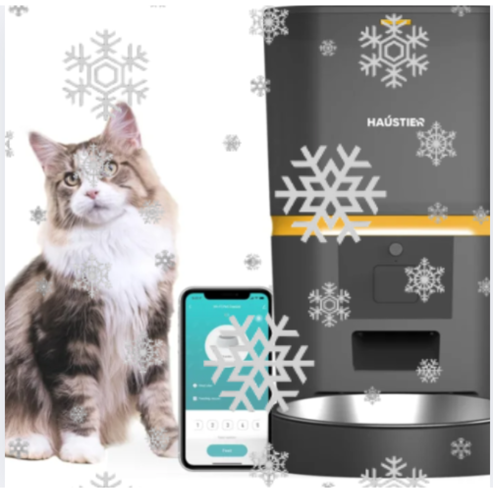 Haustier QQ003-V2 Akıllı Kedi Köpek Otomatik Mama Kabı, Tuya App-Wifi Uzaktan Kontrol, 6lt Hazne (Siyah) [Enerji Sınıfı A+]